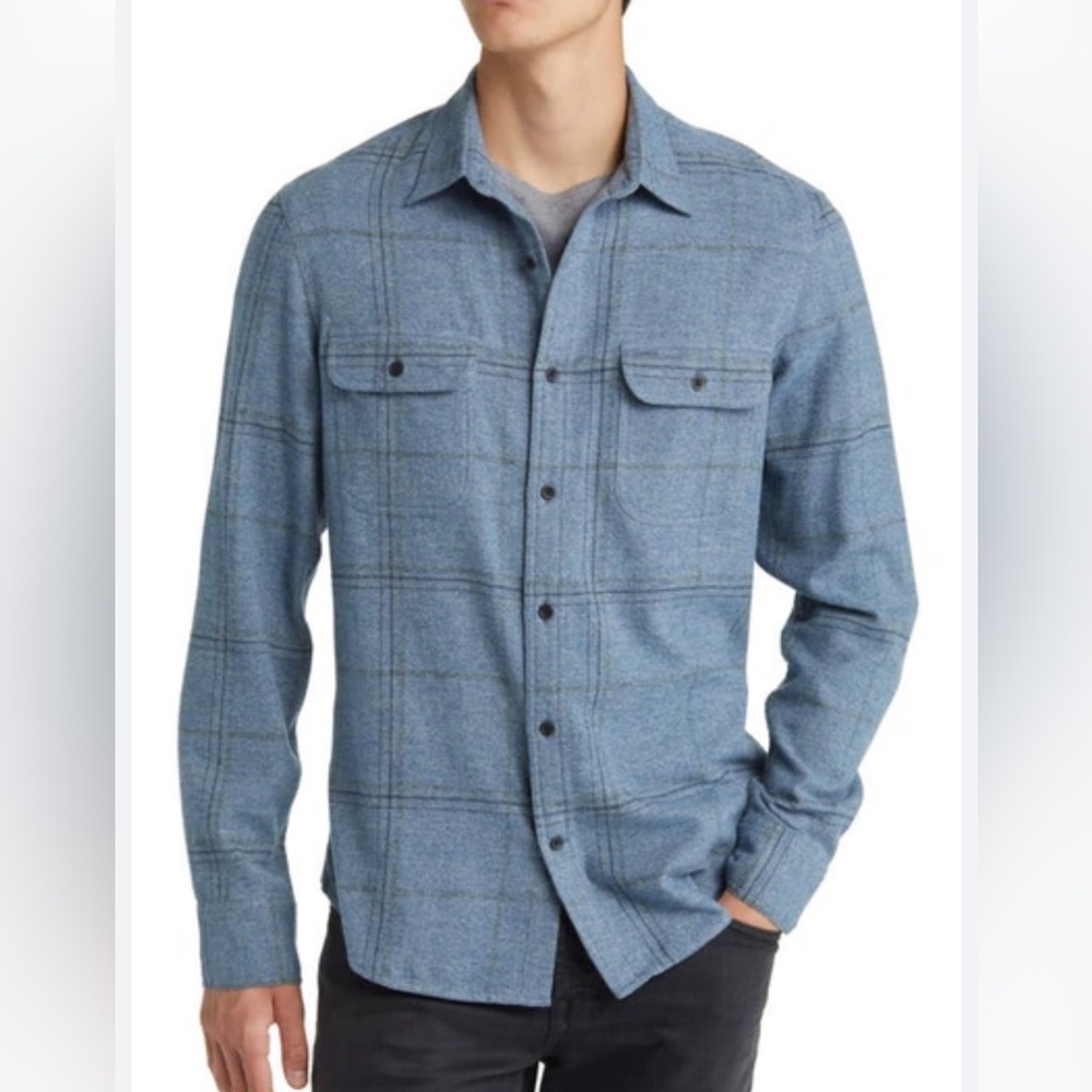 Treasure & Bond Trim Fit Plaid Flannel Shirt